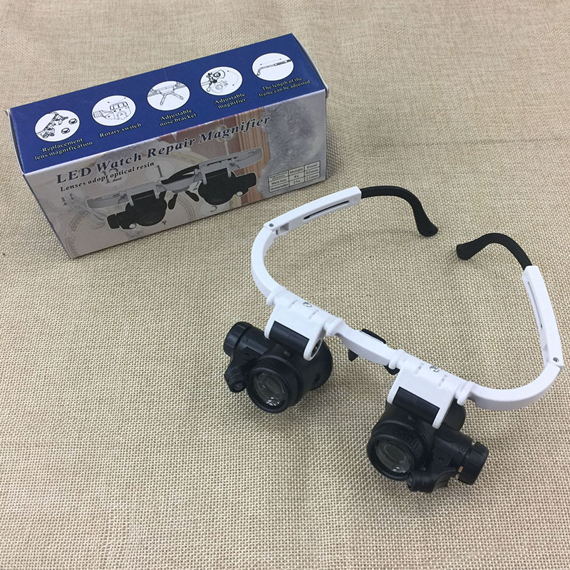 Three magnifications of head-mounted glasses, high-magnification mechanical watch repair, engraving, antique jewelry appraisal, LED light 9892H1 pic 20