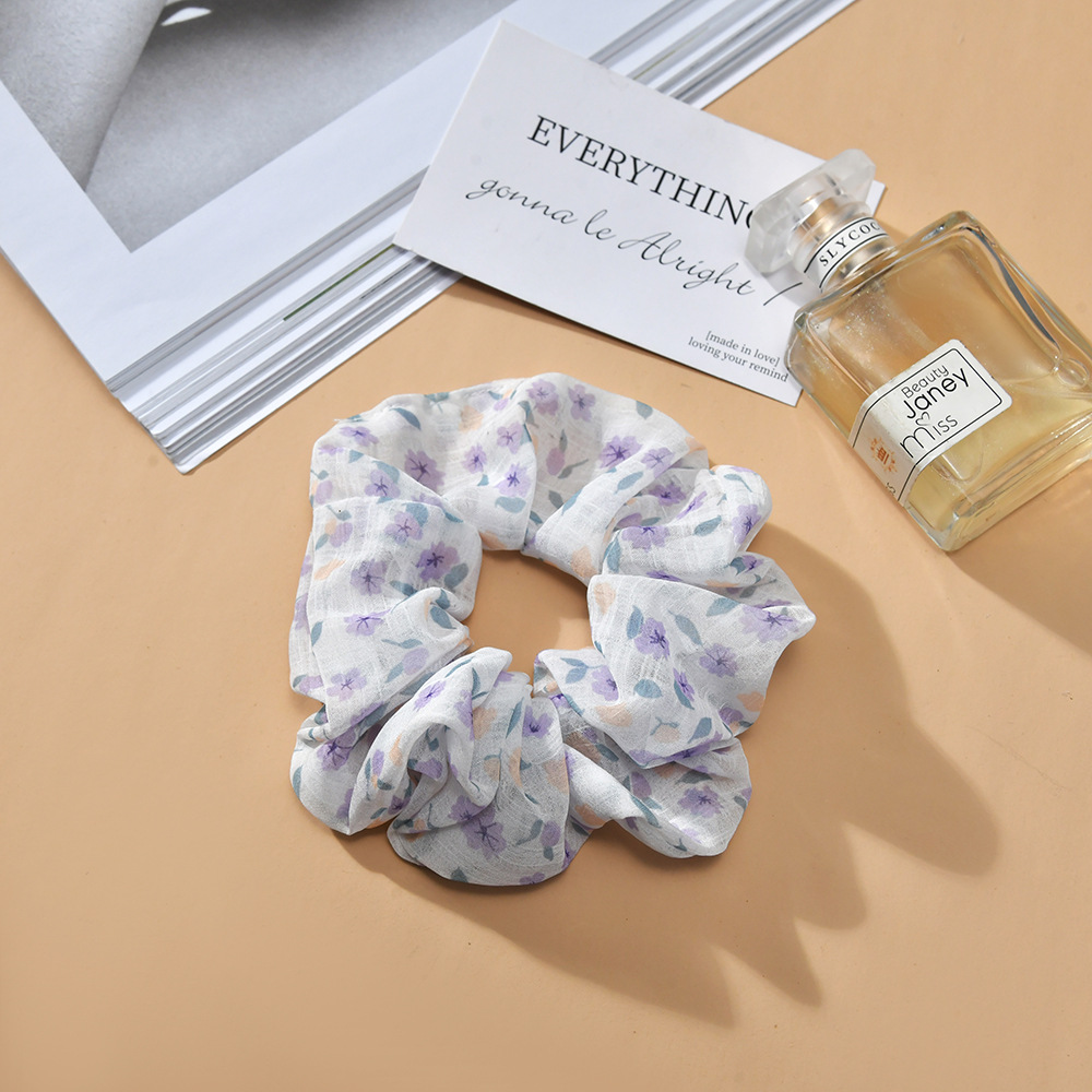 韩版简约ins风小清新大肠发圈头绳森林系碎花格子发饰小饰品批发详情3