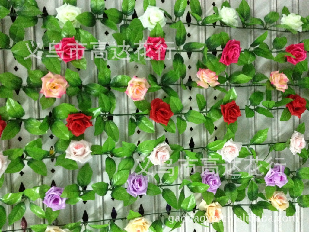 Artificial rose vine, Korean rose artificial flower decorative vine, wedding decoration flower vine manufacturer, 9 roses pic 2