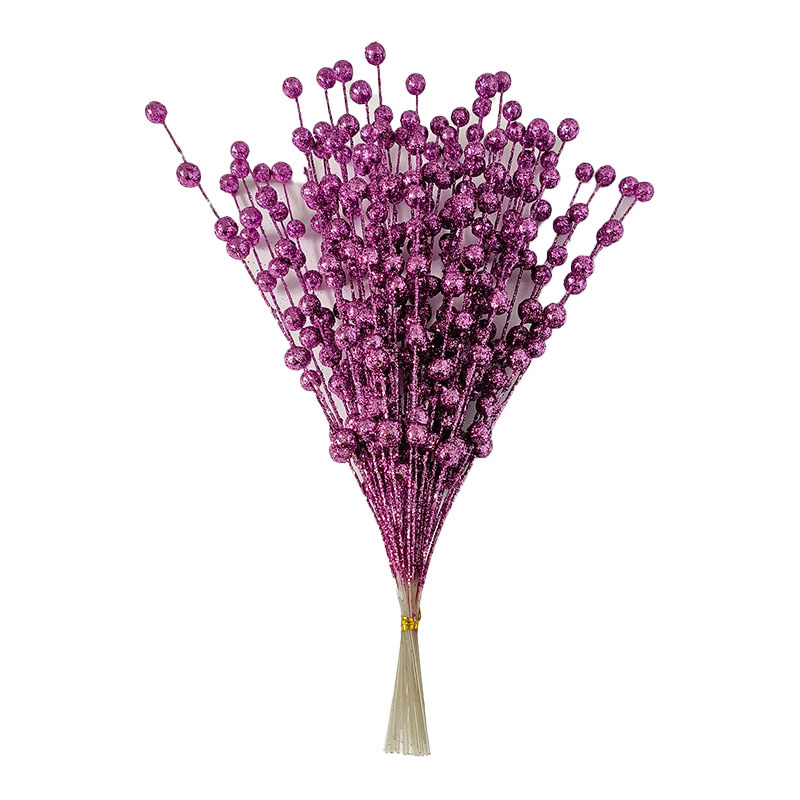 圣诞装饰仿真金粉浆果开心果金粉球把束假花酒店婚庆装饰红果跨境详情15