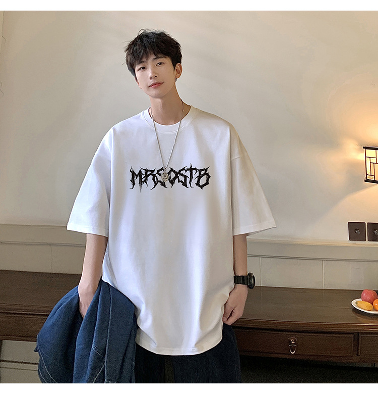 Camiseta de manga corta americana de algodón pesado hombre 2024 nuevo verano hombre retro country trend oversize pic 9