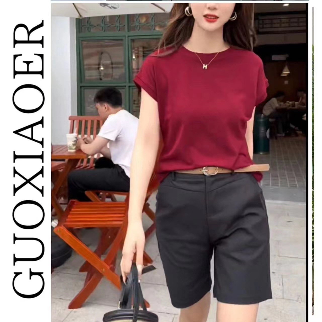Feifei Sleeve short-sleeved T-shirt for women, 260g small Feifei sleeve solid color light version, one-sleeve European style thin top, base layer, sent on delivery pic 9
