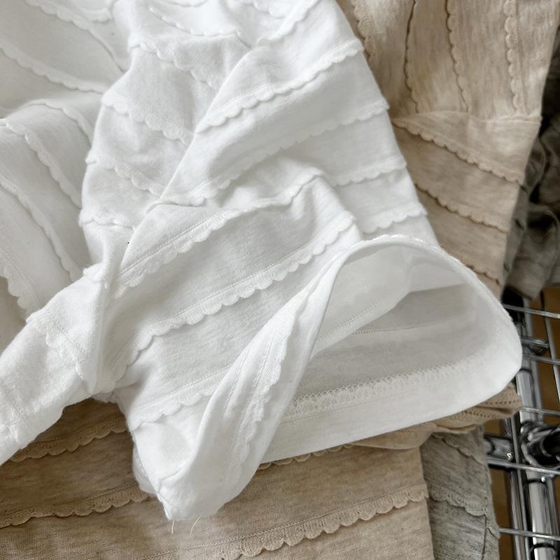 A chic and unique lace design round-neck short-sleeved T-shirt for women in the summer of 2025, featuring a simple, loose and versatile casual top trend pic 16