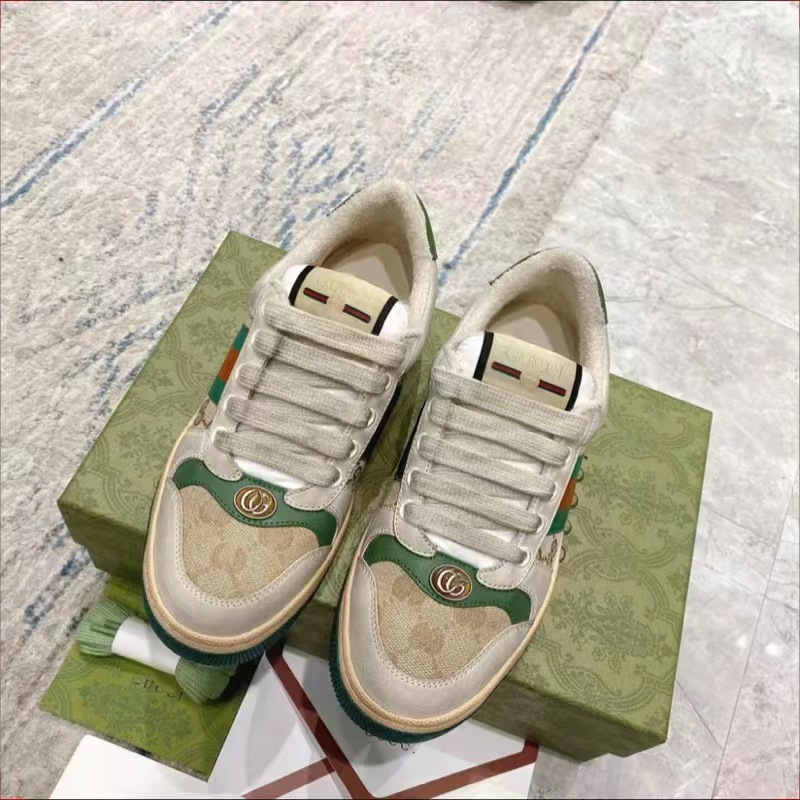 莆田G家脏脏鞋情侣百搭真皮女鞋小脏鞋运动男鞋老花绿情侣鞋板鞋详情4