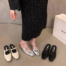 厚底粗跟英伦风小皮鞋女2024新款春秋季一脚蹬女鞋单鞋黑色乐福鞋详情17