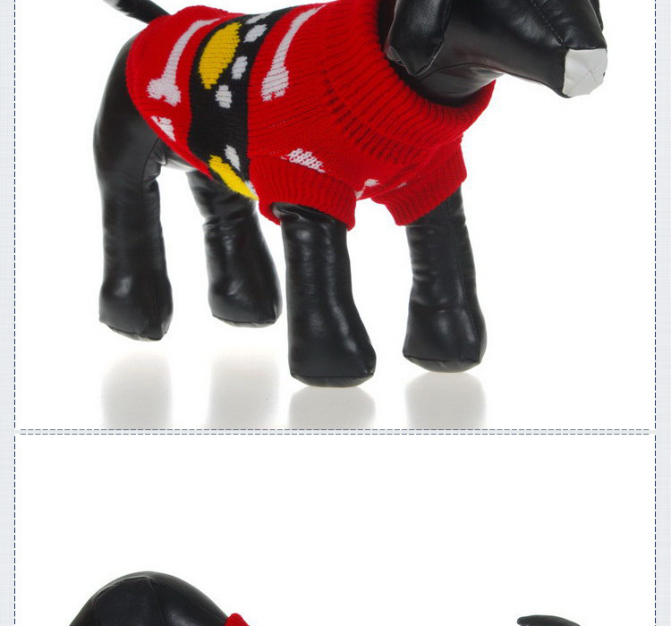 Cute pet clothing with footprint bone patterns, cat clothing, thick and warm knitted dog sweaters for autumn and winter pic 5