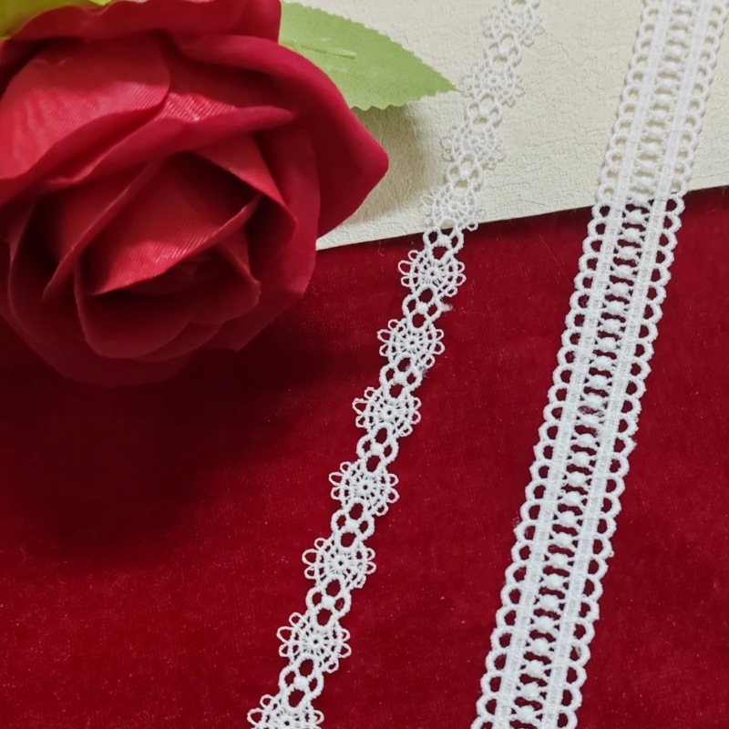 Cross-border sewing decorative clothing accessories: Two exquisite small edges, milk thread fine thread embroidered lace, water-soluble lace, white pic 1