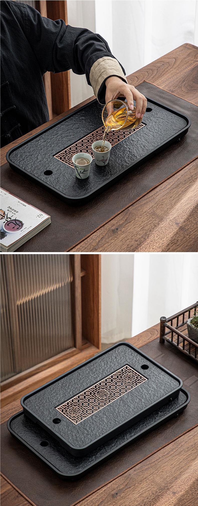 茶盘轻奢家用仿乌金茶具小型茶台储水排水式干泡台乌金石瓷石代发详情40