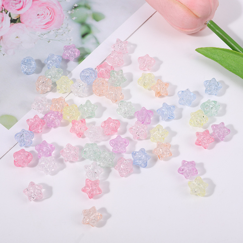 亚克力彩色五角星爆花珠裂纹珠散珠DIY手工发绳手链项链配件材料详情1