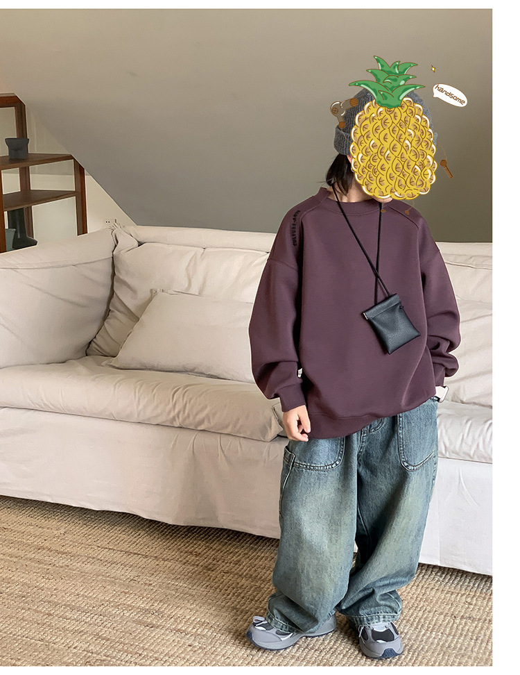 童装2024新款卫衣儿童卫衣男童时髦潮打底衫韩版宝宝上衣男孩宽松详情35