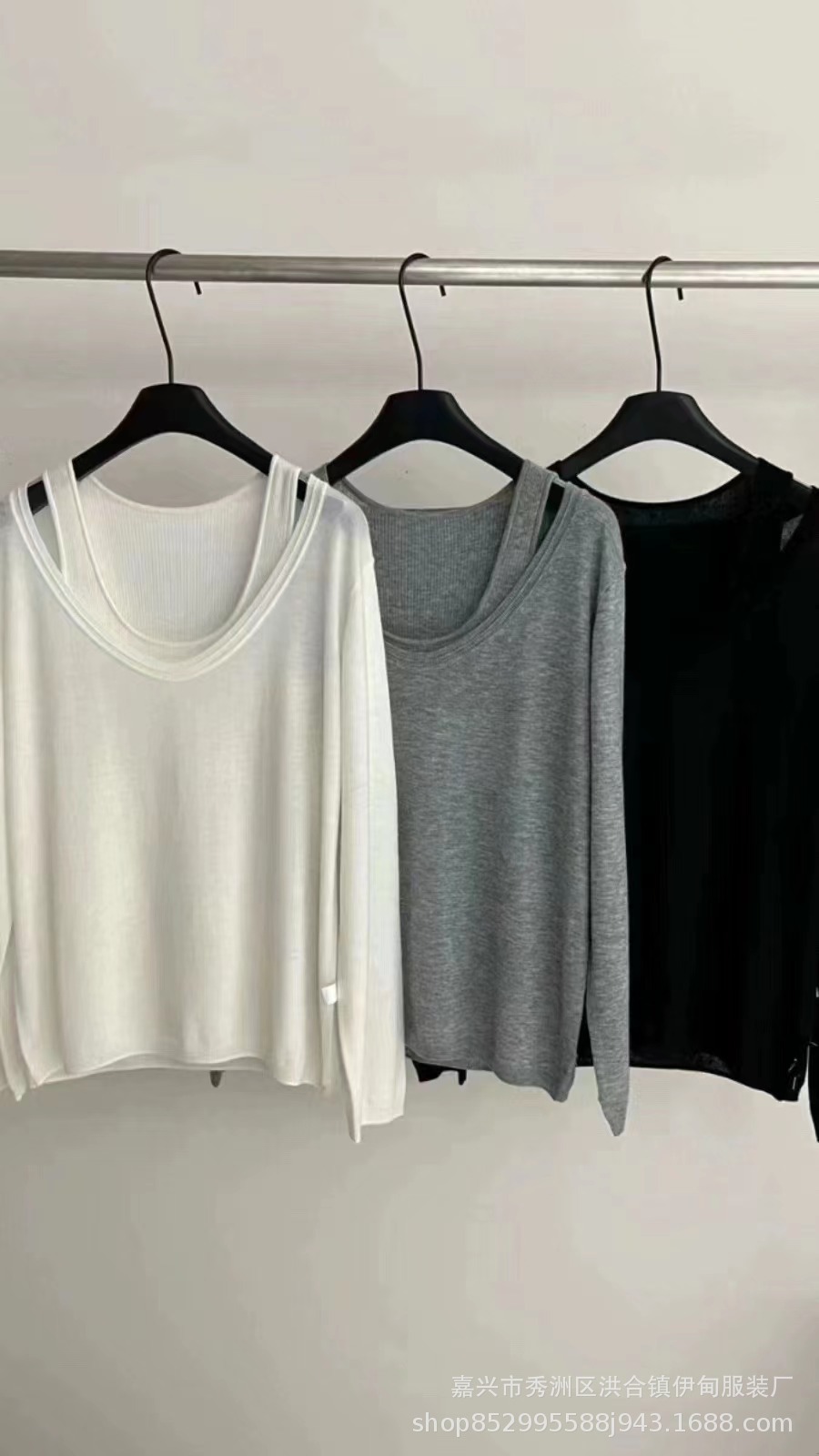A two-piece set of woolen sun protection long-sleeved knitted top and vest for women in Spring/Summer 2024, featuring a thin, loose and casual cardigan T-shirt pic 2