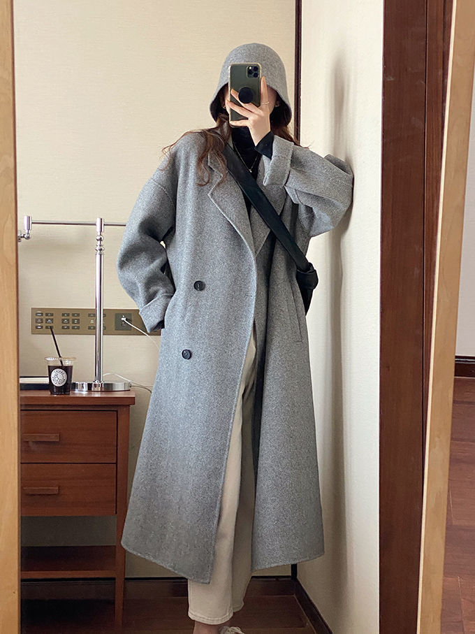 双面大衣女中长款2022新款韩版秋冬宽松洋气羊毛呢外套冬详情27