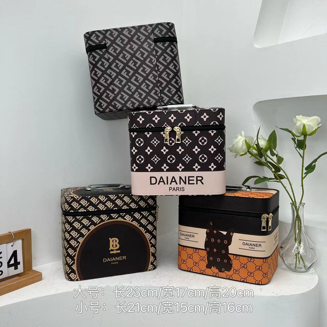 化妆包 学生旅行便携手提化妆品桌面收纳包 结婚用p大容量化妆箱详情1