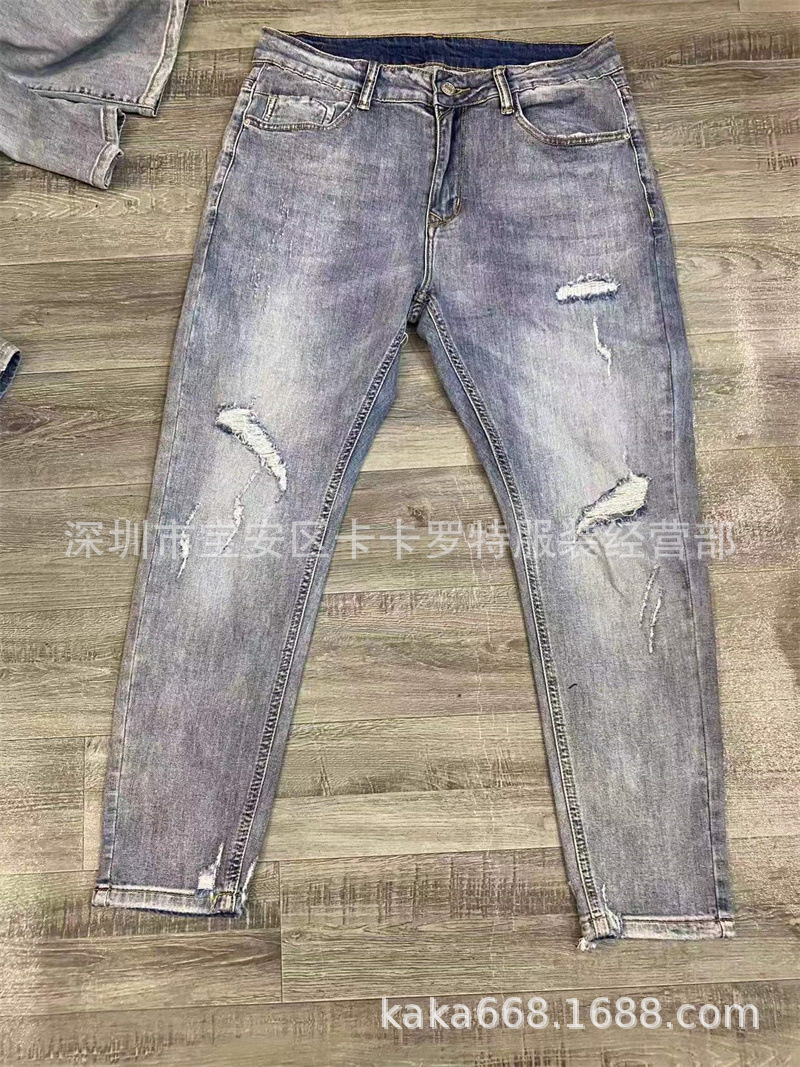 Men's jeans wholesale男式牛仔裤弹力直筒批发出口男士尾单长裤详情21