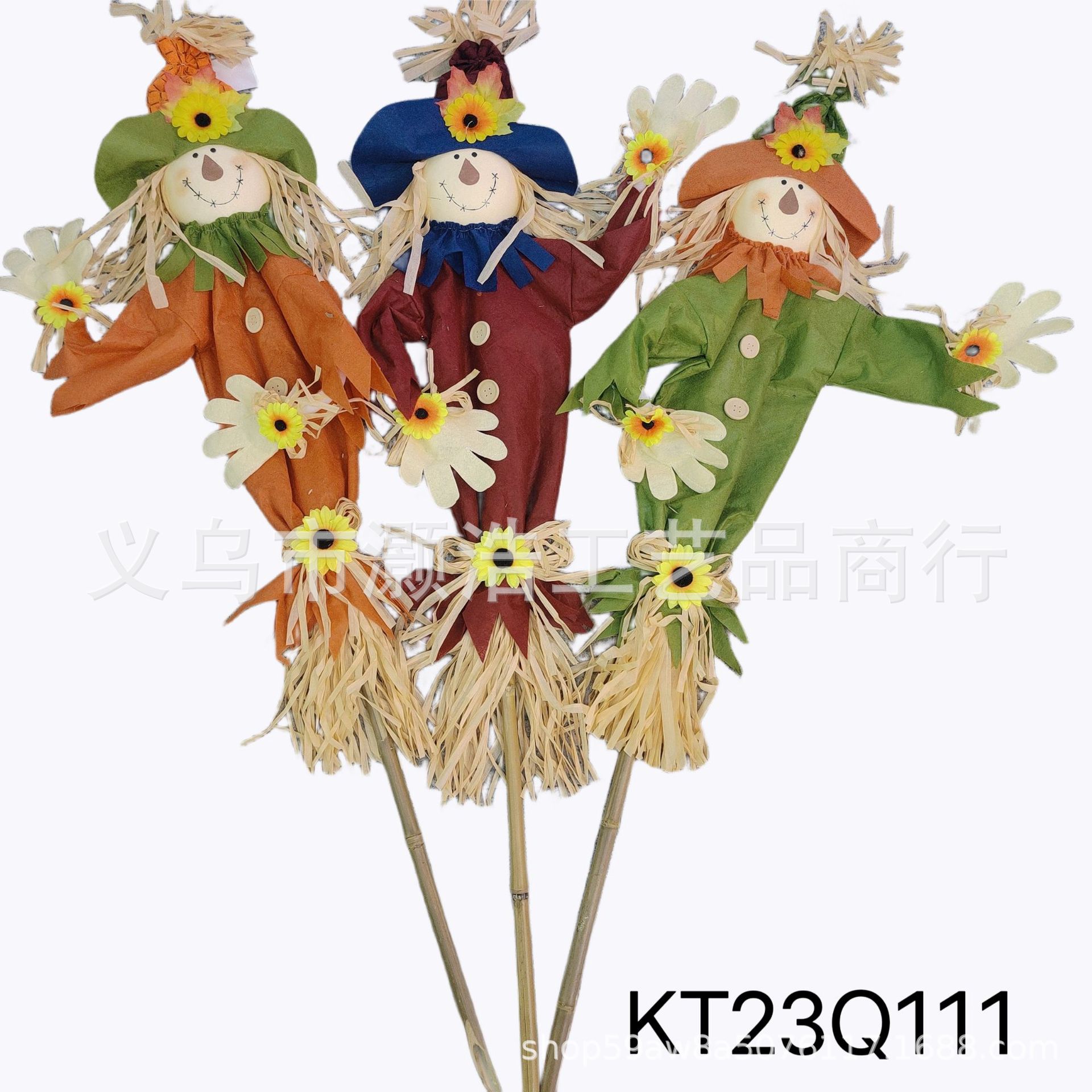 源头厂家供应丰收节稻草人工艺品批发男孩女孩插枝65CM长节日特色详情8