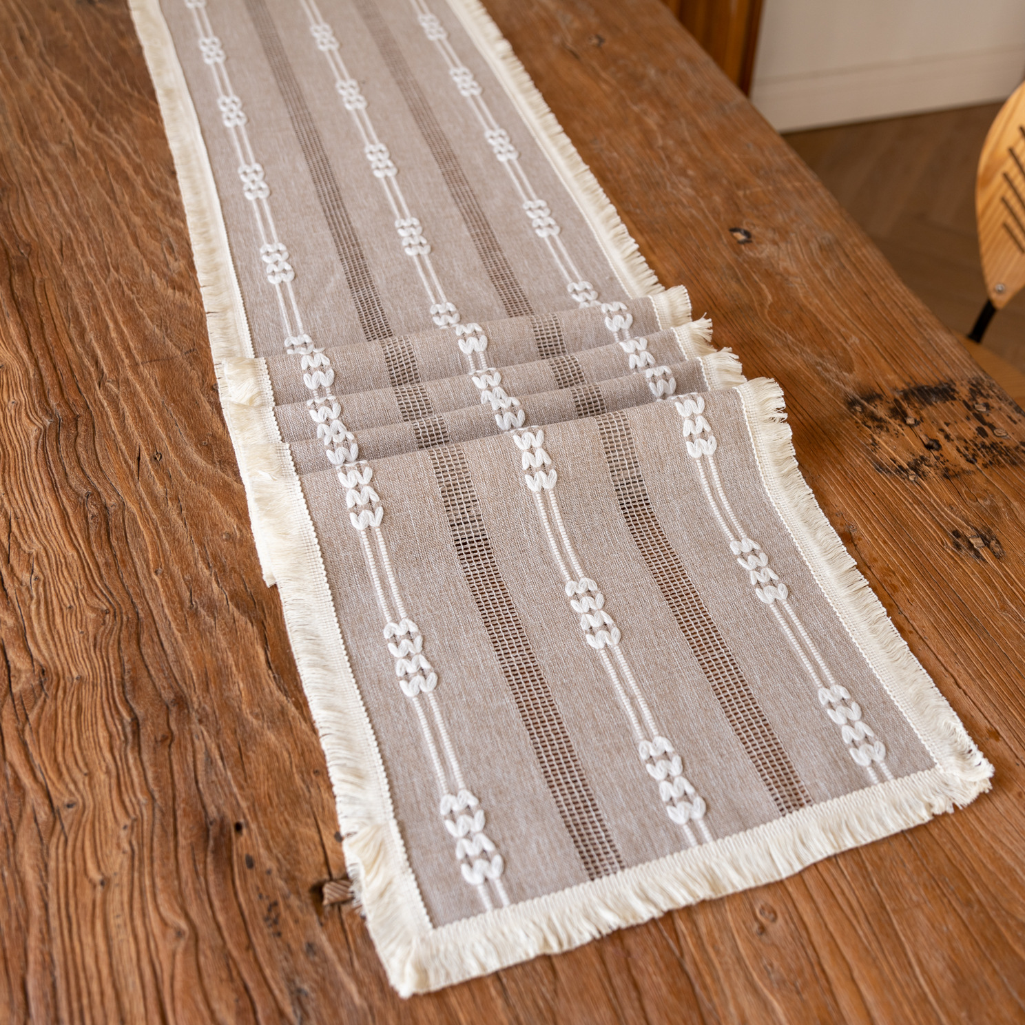 (Light Moon - tassel) American-style hollowed-out table flag woven home coffee table TV cabinet Hotel bed flag Yama pic 15