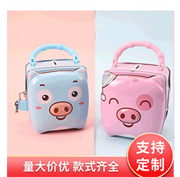 S-91 Cartoon train piggy Bank with lock, multi-functional desktop decoration, time display piggy bank, Little Pig Kuromi style hot search pic 5