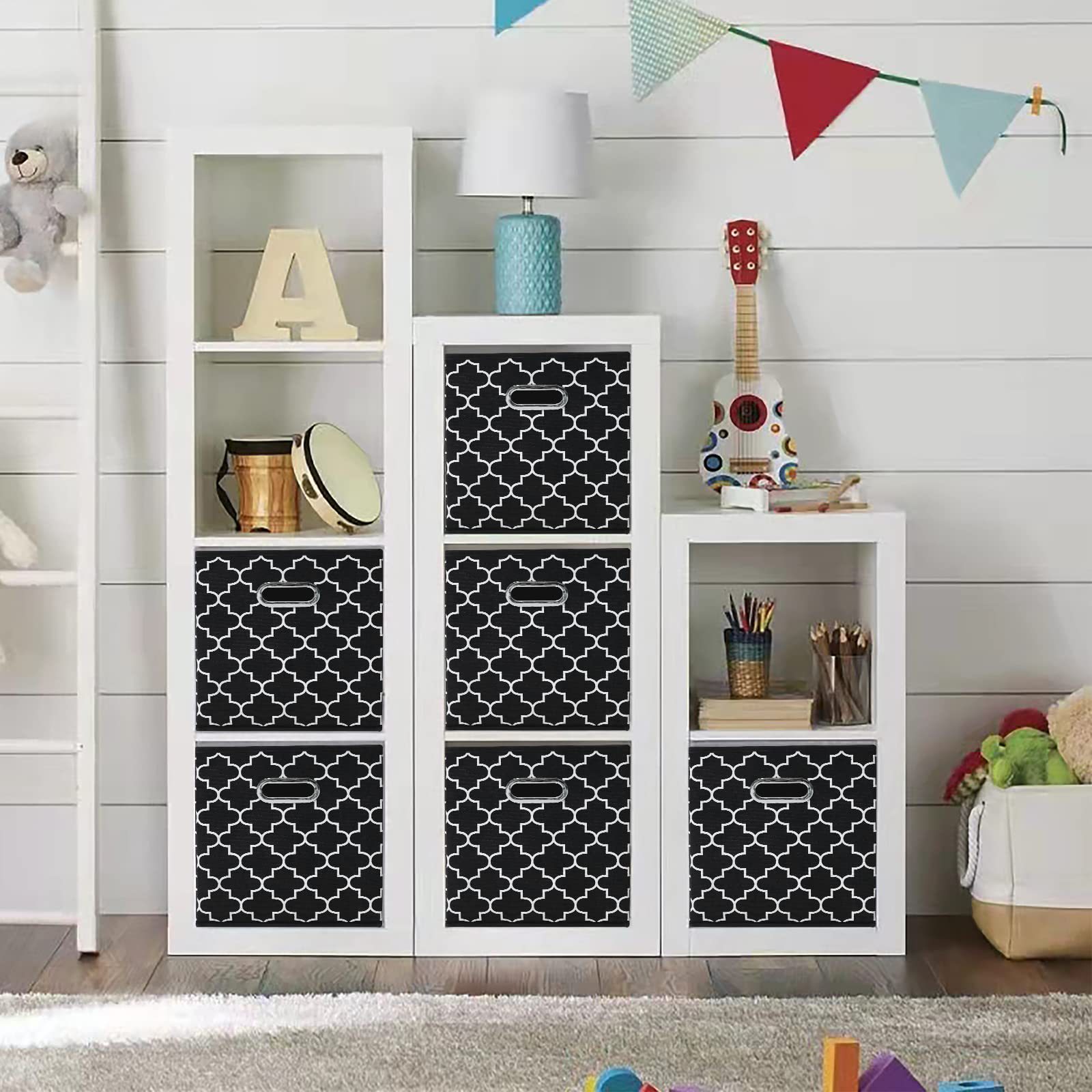 无盖金属扣方形储物箱亚马逊可折叠布艺置物筐玩具衣物整理收纳箱详情5