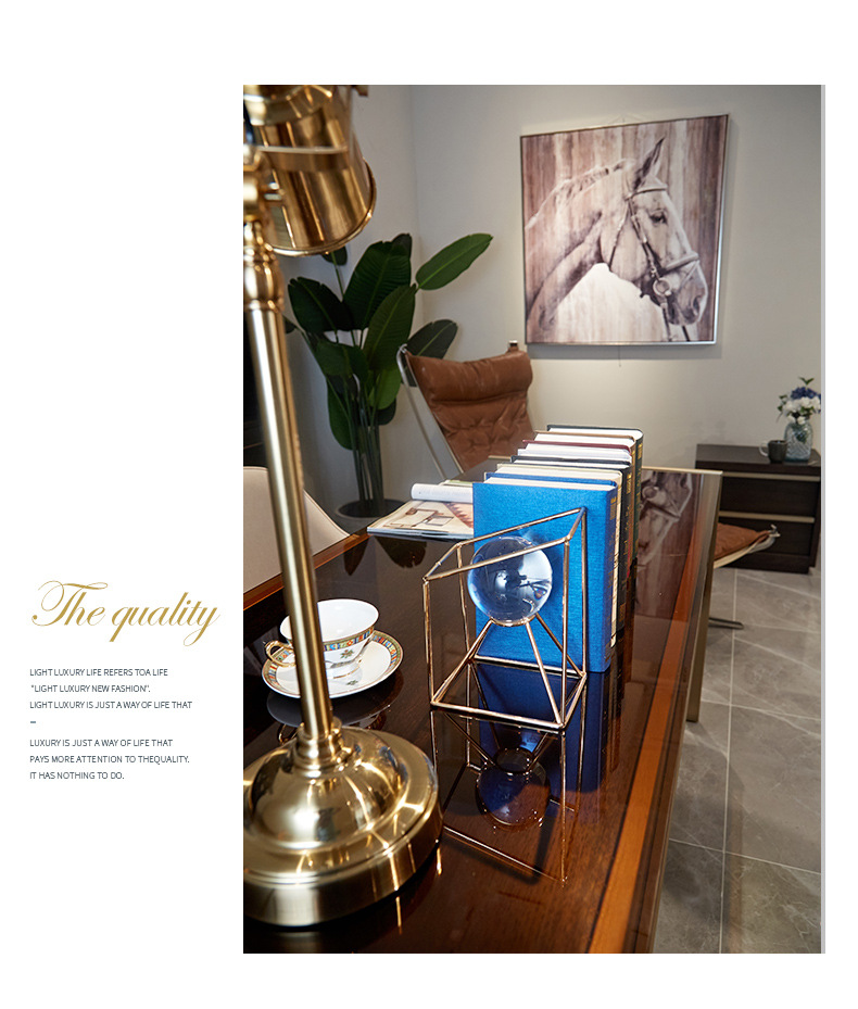 Wholesale of creative and light luxury book ornaments, metal books, home wine cabinets, office desks, bookshelves and decorative items pic 7