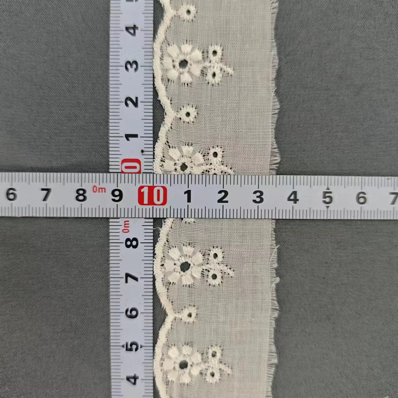 Wholesale of cotton embroidered lace, hollowed-out lace, embroidered skirt hem, clothing accessories, milk silk, perforated, barcode 2.5 pic 46