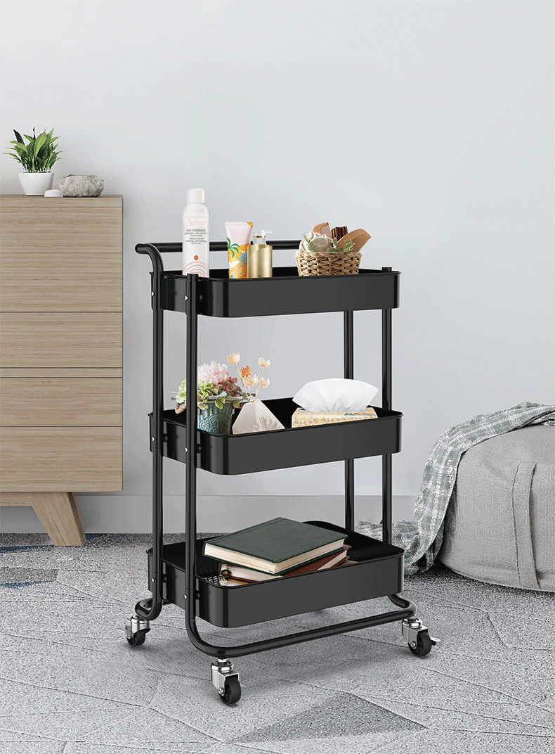 Mobile trolley, floor-standing, multi-level kitchen storage trolley, living room snack storage trolley, bathroom storage rack pic 15
