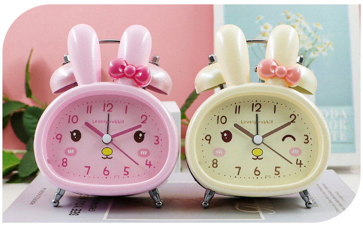 New best-selling student cartoon 3-inch pink silent cartoon metal external bell alarm clock factory direct sales pic 15