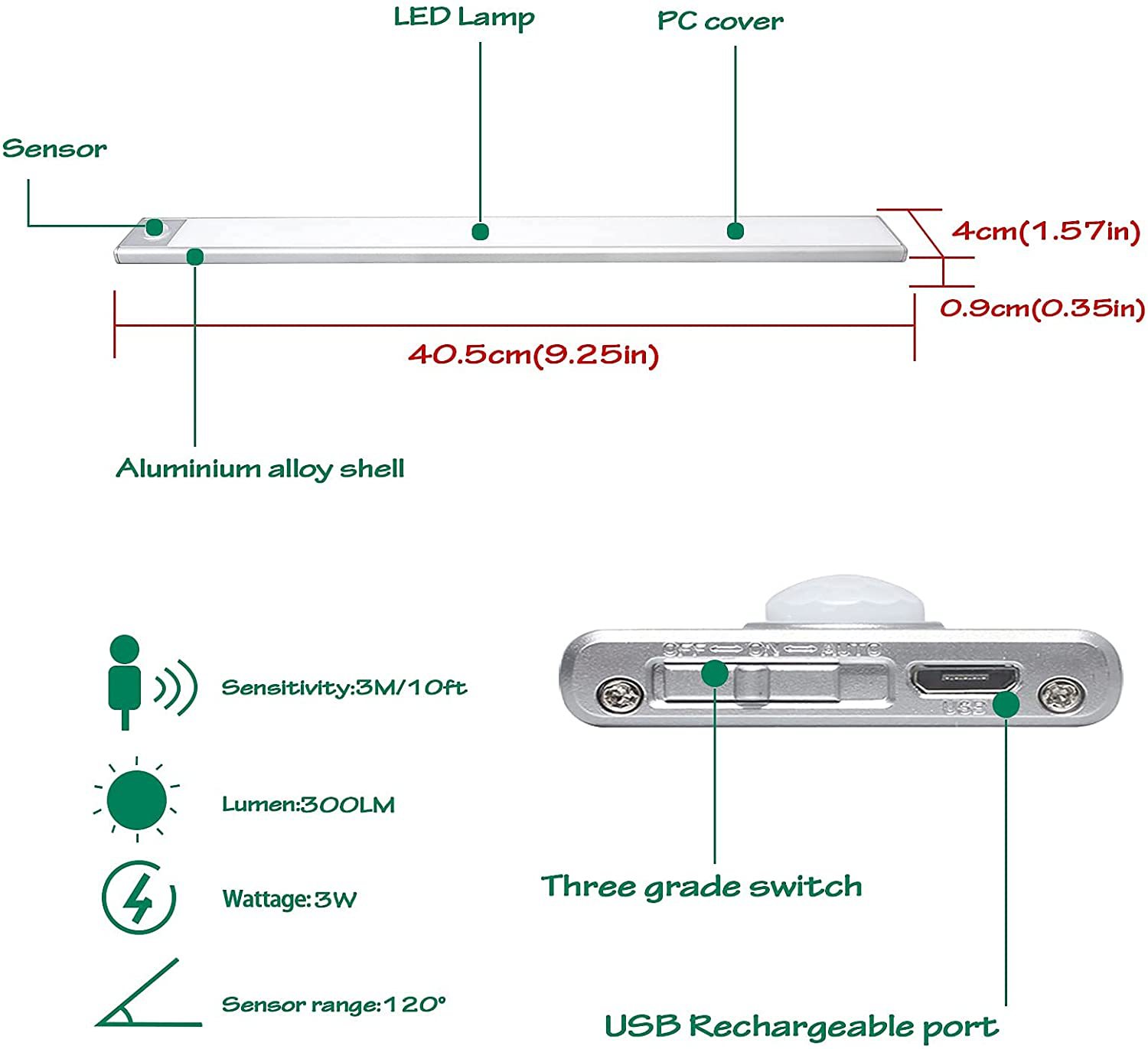 Smart human-sensing night light, home corridor, bedroom, wardrobe, toilet, light-controlled charging, staircase, sound-controlled bedside lamp pic 3