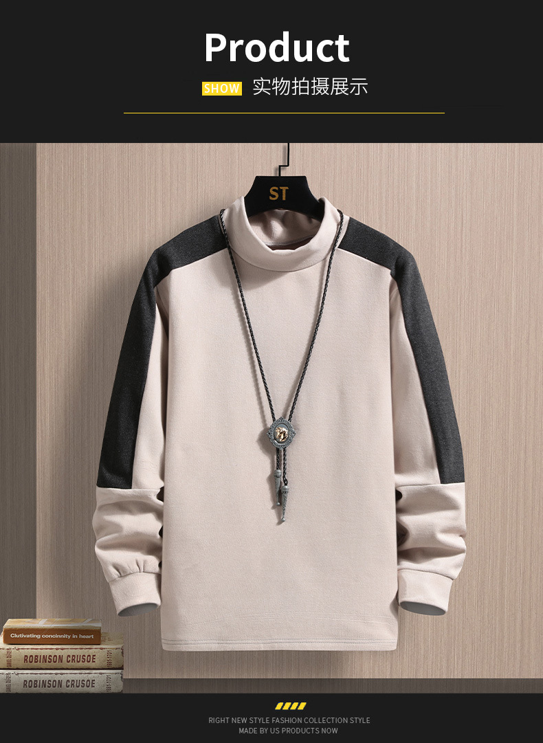 2022 Autumn/Winter new double-sided German fleece long-sleeved T-shirt for men, Korean-style trendy fleece hoodie, casual top for men pic 39