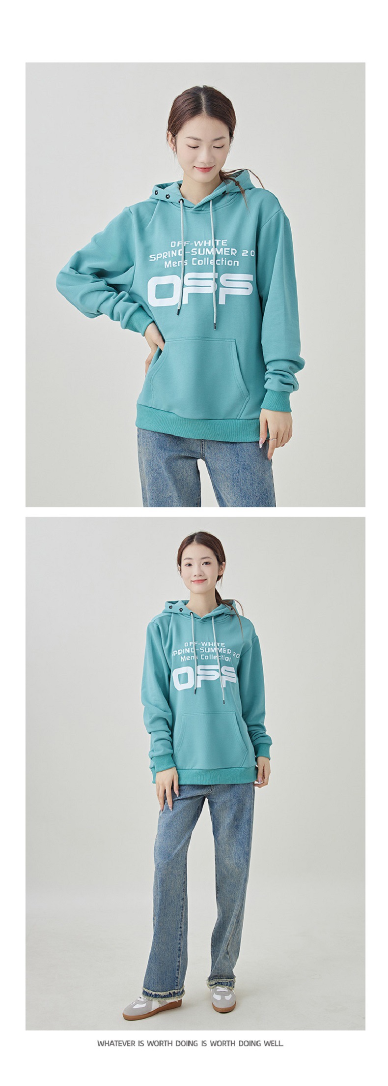 A trendy Korean-style hooded sweatshirt for women in the autumn of 2023, featuring a cartoon rabbit loose and versatile large-sized long-sleeved coat pic 19