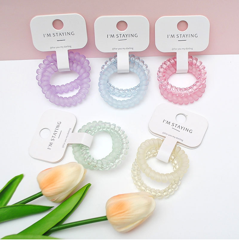 彩色盒装电话线发圈韩版简约扎发皮筋女发绳发饰3根卡装无缝头绳详情10