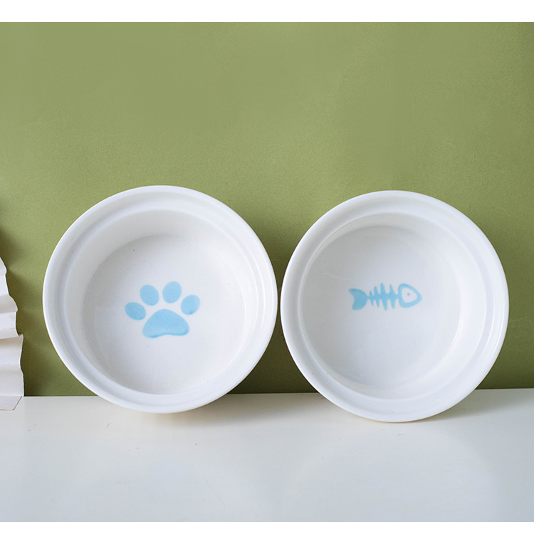 Cat bowl, ceramic double bowl, water bowl, cervical vertebrae protection, high legs, slanted mouth, cat food bowl, drinking bowl, pet bowl, pet supplies pic 15