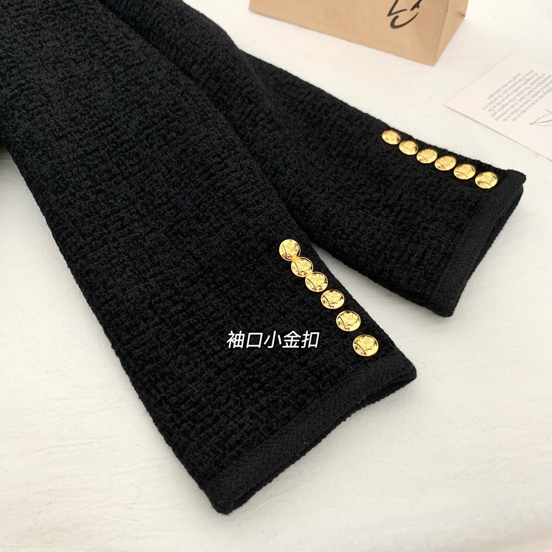 同款~黑色小香风短外套女23秋冬新款粗花呢六扣双口袋详情33
