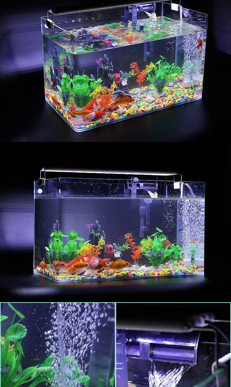 Fish tank, aquarium, lazy person, transparent hot-bent golden fish tank, living room, balcony, home decoration, small and medium-sized ecological aquatic plant tank pic 10