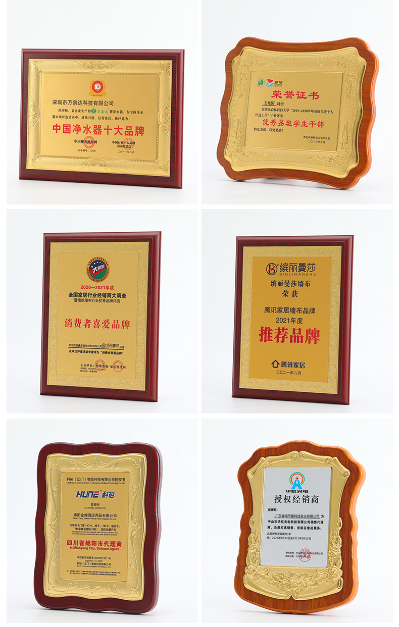 Customized gold foil MEDALS, wooden authorization plates, wooden supports, MEDALS, honor certificates, photo frames, and metal stainless steel plaques pic 11