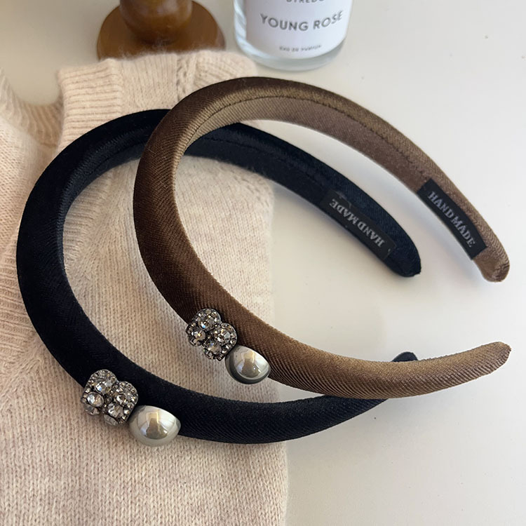 French velvet retro sponge narrow version hair band headband, Korean style, versatile and popular headband, high-end water diamond hair clip pic 12