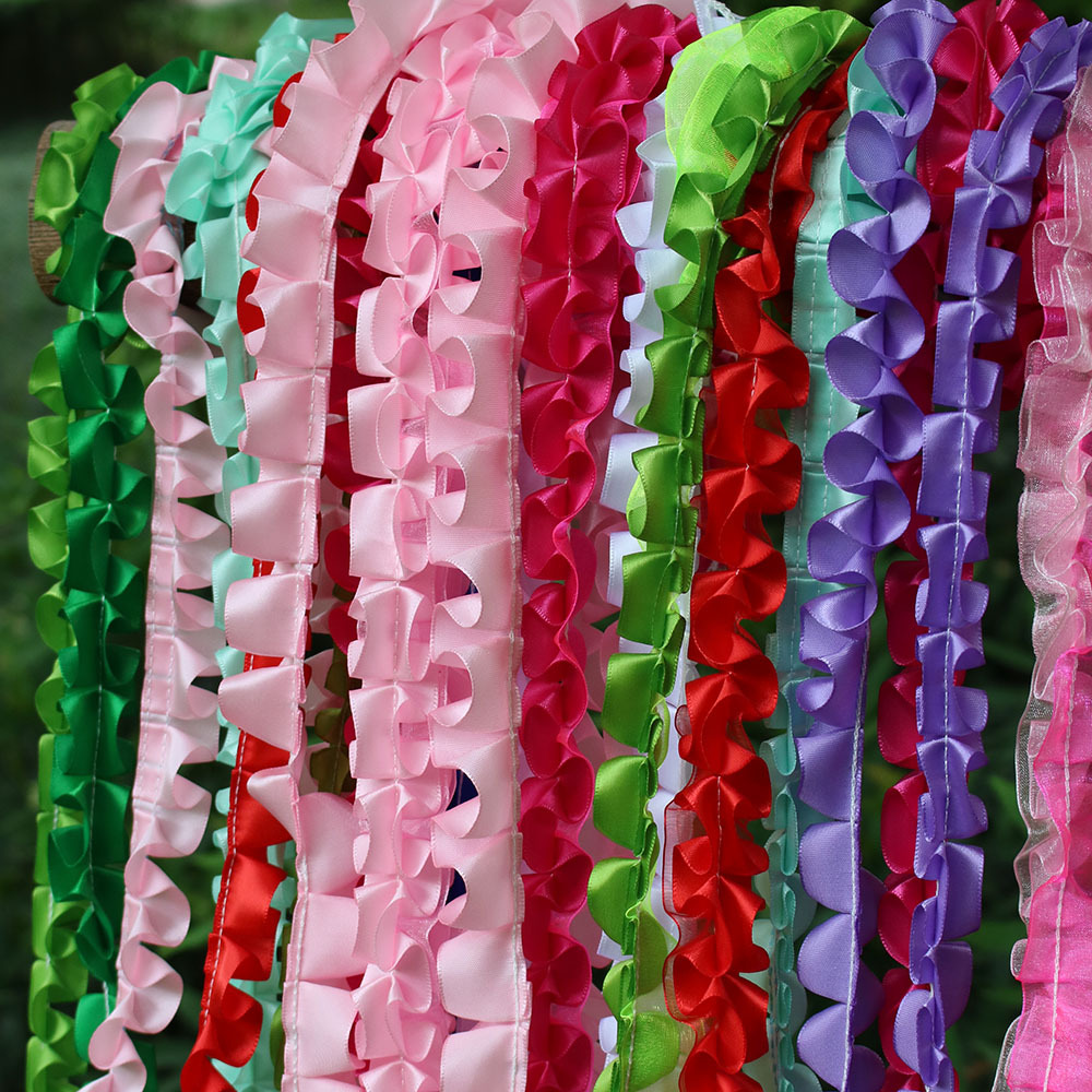 4cm雪纱带褶皱花边 手工diy服装辅料 蕾丝丝带抽皱裙摆窗帘配件详情9