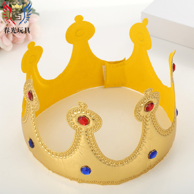 Cartoon and cute golden fabric crowns, popular cross-border sales for foreign trade, dance performance costumes, king crowns wholesale and customization pic 6