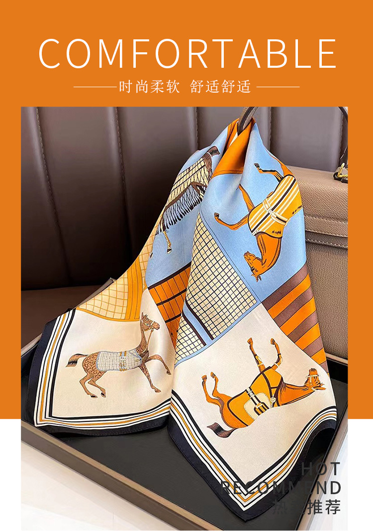 新款70小方巾印花丝巾方巾高级感百搭仿真丝围巾女士缎面领巾披肩详情11