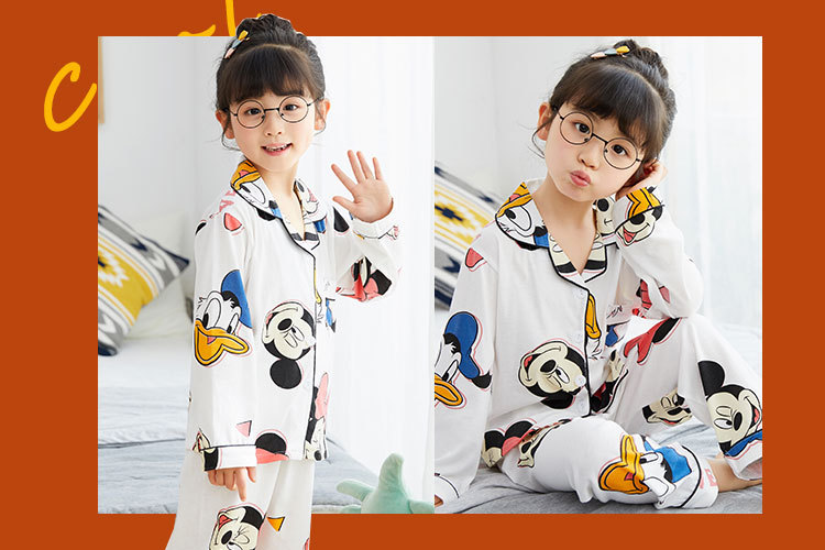 儿童睡衣女孩针织棉春秋冬开衫翻领长袖外贸男工厂宝宝家居服套装详情66