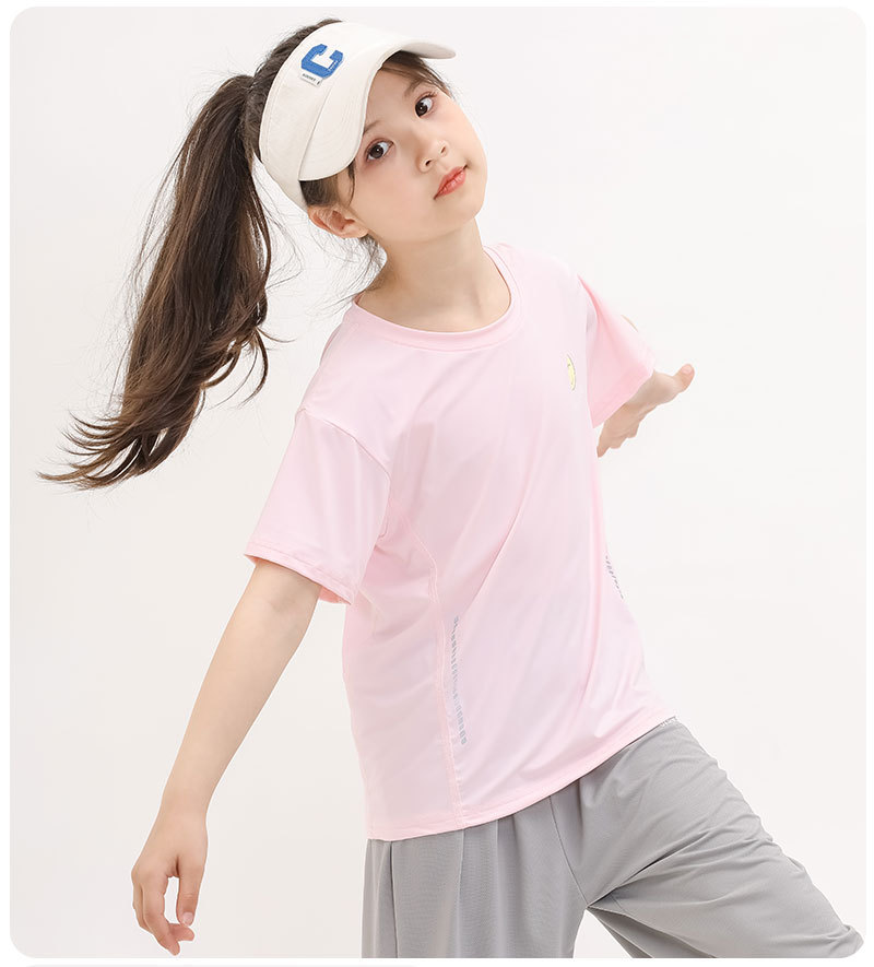 现货童装夏季新款UPF50+儿童T恤女童透气上衣男童休闲短袖学生t恤详情21