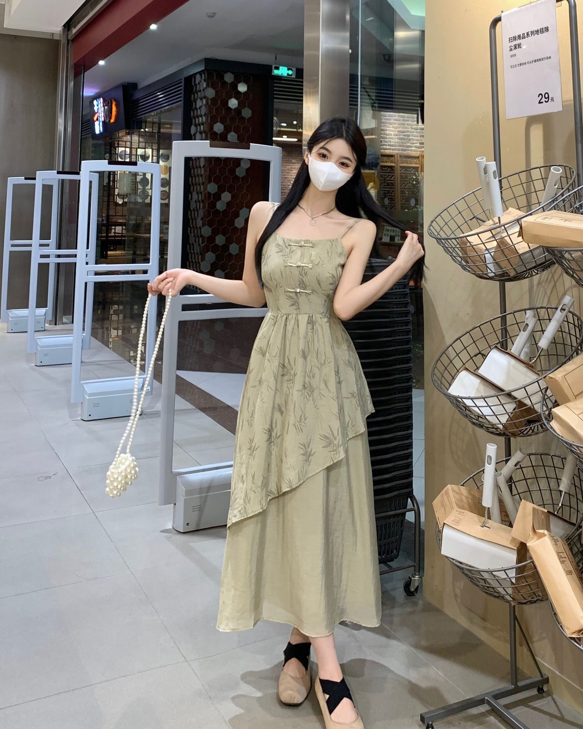 国潮竹叶国风汉服不规则吊带连衣裙女夏大码胖mm新中式收腰显瘦两件套详情29
