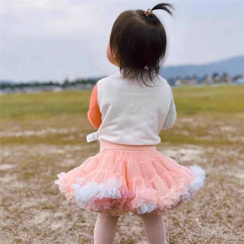 Europa y américa niñas tutu vestido de mitad de la segunda generación otoño e invierno festival rendimiento vestido de princesa vestido de año nuevo vestido de malla de gasa puffy pic 9