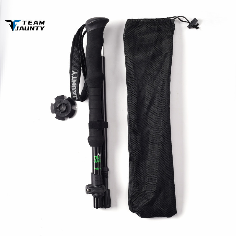 Cross-border best-selling high-strength four-section telescopic folding short trekking poles EVA outdoor straight-handled poles with storage bags in stock pic 7