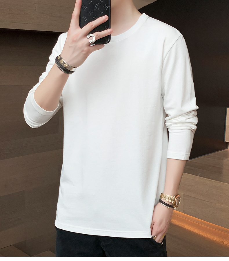 2023打底衫男士圆领套头时尚卫衣男生上衣韩版长袖T恤百搭简约男详情22