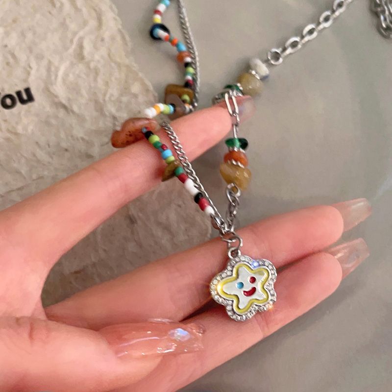 甜酷女孩~彩色串珠爱心项链女ins潮小众设计轻奢高级感百搭锁骨链详情13