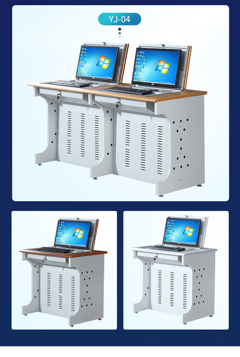 Hidden flip computer desks, student computer room training desks, multimedia podiums, single and double study desks pic 14