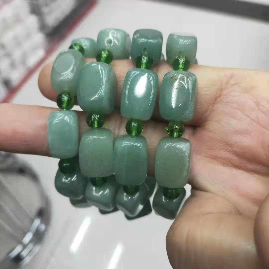 diy natural Dongling jade square irregular combination bracelet, Green Dongling bracelet manufacturer wholesale pic 10