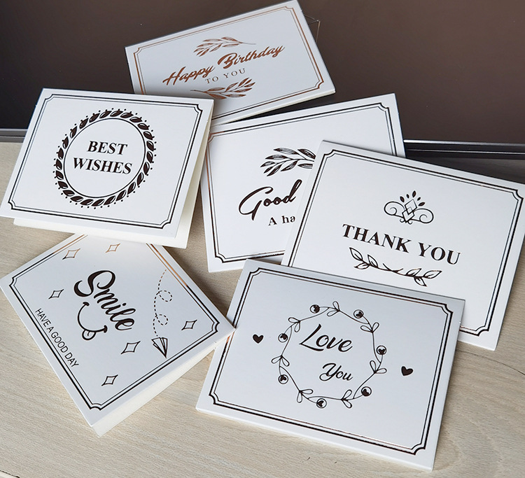 Simple European-style gilded creative thank-you card, baking flower shop birthday folding card, positive review after-sales service card pic 22