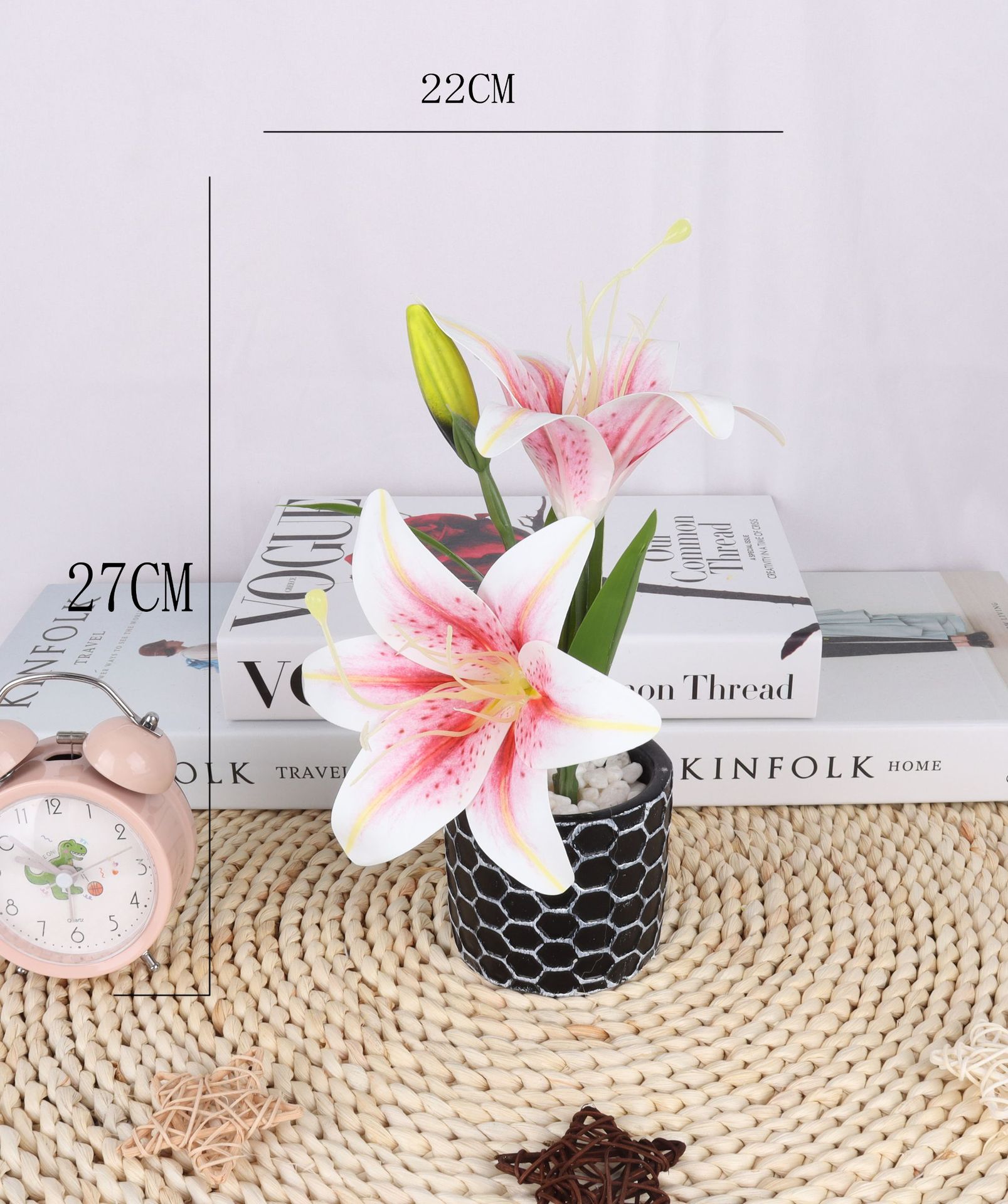 仿真水泥盆百合盆栽/仿真盆景/仿真花创意内室小摆件/亚马逊厂家详情3