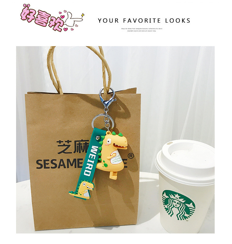 Wholesale of trendy new silicone dinosaur keychains, cute female cartoon figurines, couple key chains, bags, pendants and gifts pic 15